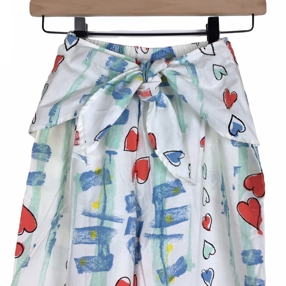VINTAGE 80s Pants Spinnaker Sport Hearts Graffiti Retro High Waist Medium NWT - Picture 2 of 9